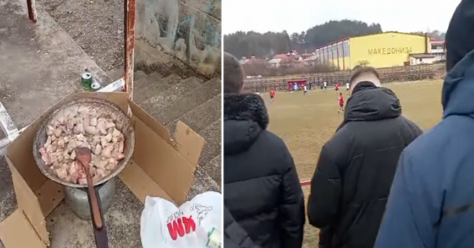 Во Берово не е досадно: Се гледа фудбал и се пржи месо (ВИДЕО)