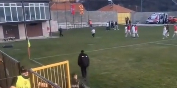 Полицаец се „протегна“ на теренот сакајќи да спречи тепачка! (ВИДЕО)