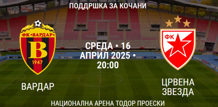 Досега продадени над 15.000 влезници за мечот Вардар – Црвена Звезда!